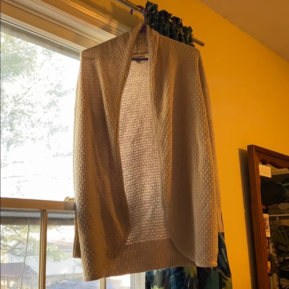 cream colored cardigan